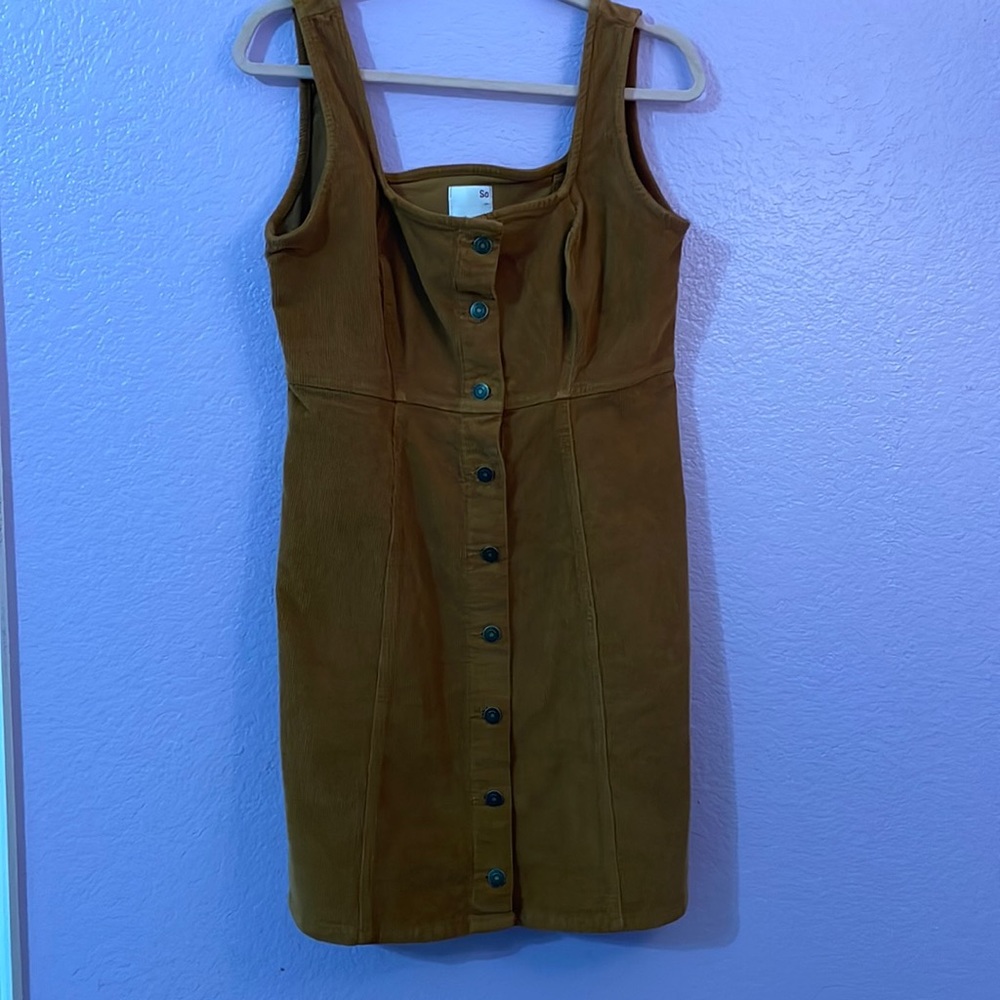 Gold Corduroy Pinafore Dress